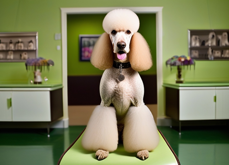 Poodle with breed-specific cut and styling